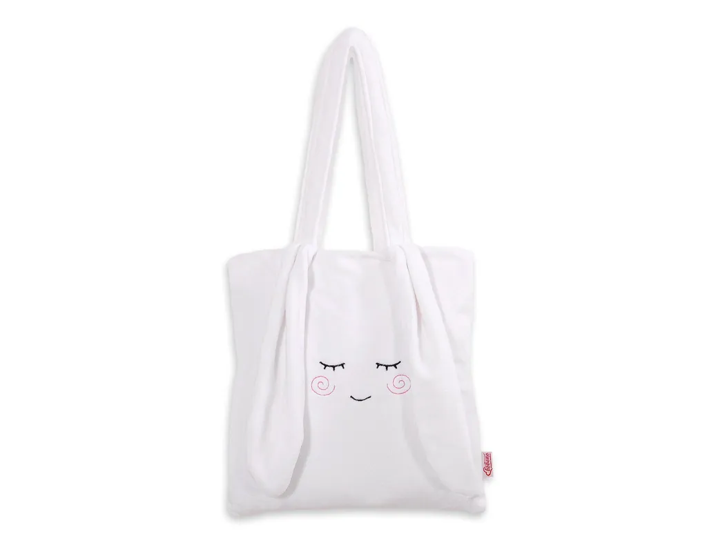 Petit sac à main enfant motif lapin blanc - Besace peluche avec oreilles