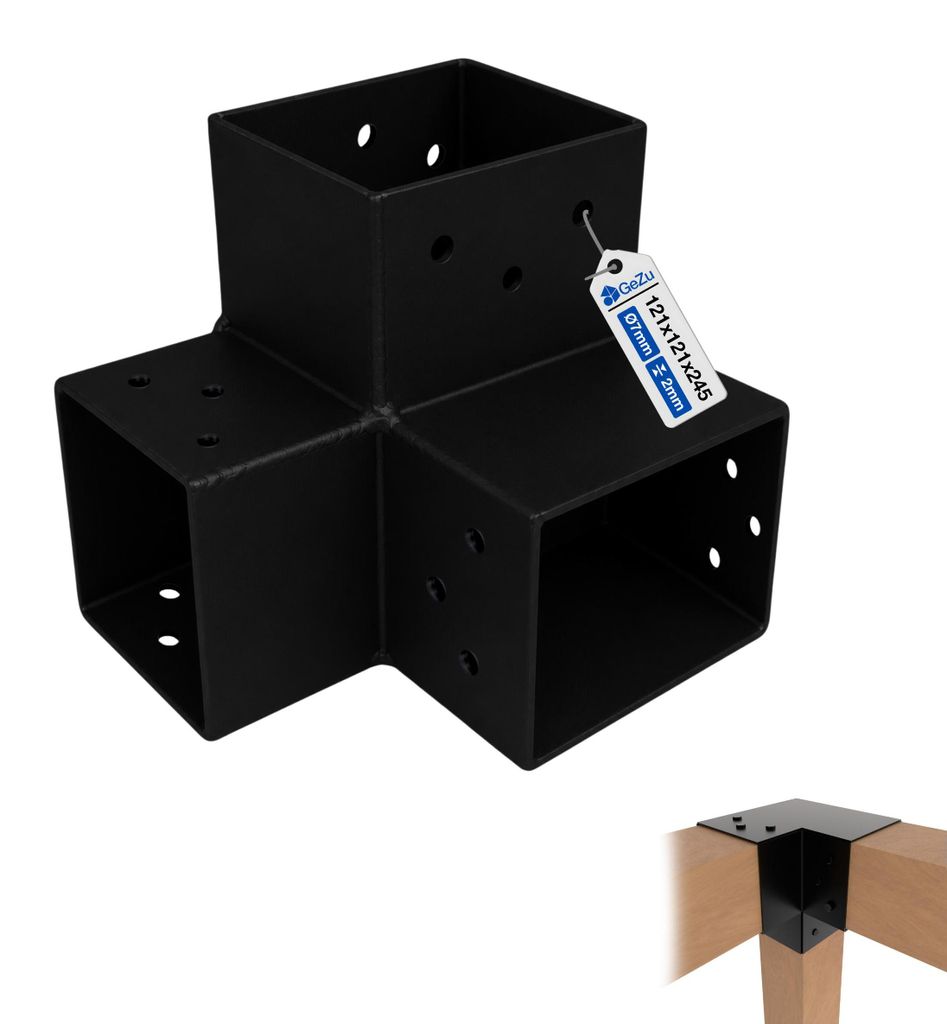 GeZu Impex Pfostenecke für 3 Balken 121 x 121 mm Schwarz Produktbild 