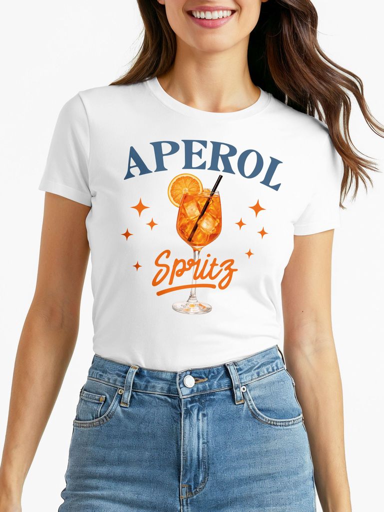 Damen T-Shirt Spruch - Apéro Spritzgetränk - Kostümidee Mädelsabend JGA Mottoparty Fasching Karneval After Work Party Moonworks
