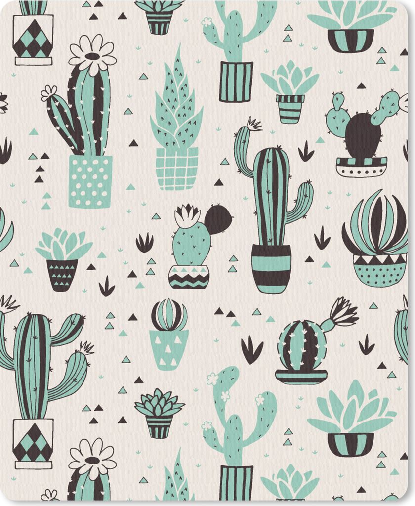 MuchoWow Mauspad Mousepad Muster - Kaktus - Topf 30x40 cm - Mousepads - Maus Mat - Pad - Mausunterlage - Mausmatten