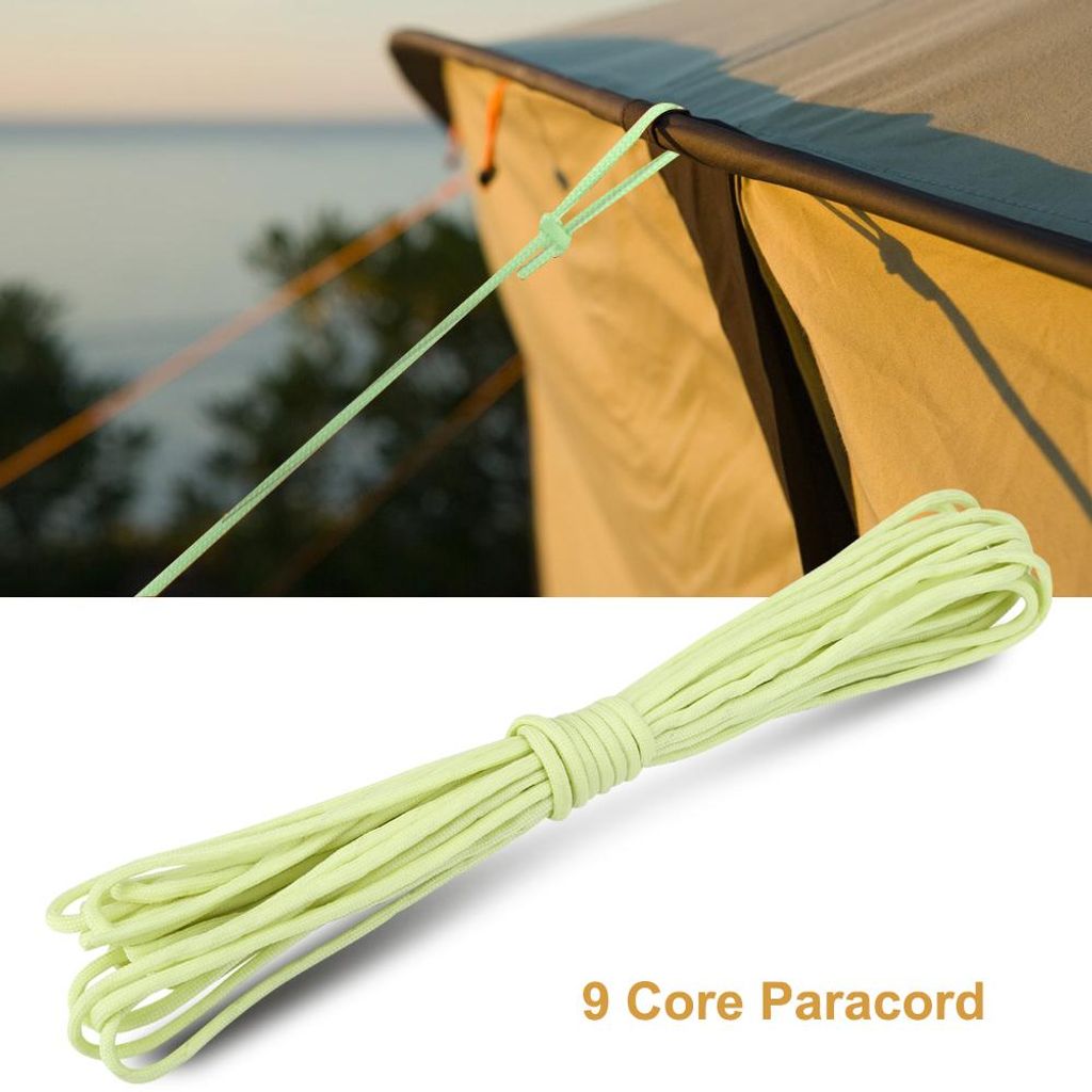 Leuchtendes Paracord-Schnur-Lanyard, 9 Kerne, Outdoor-Überleben, im Dunkeln leuchtendes Fallschirmseil, Gelb