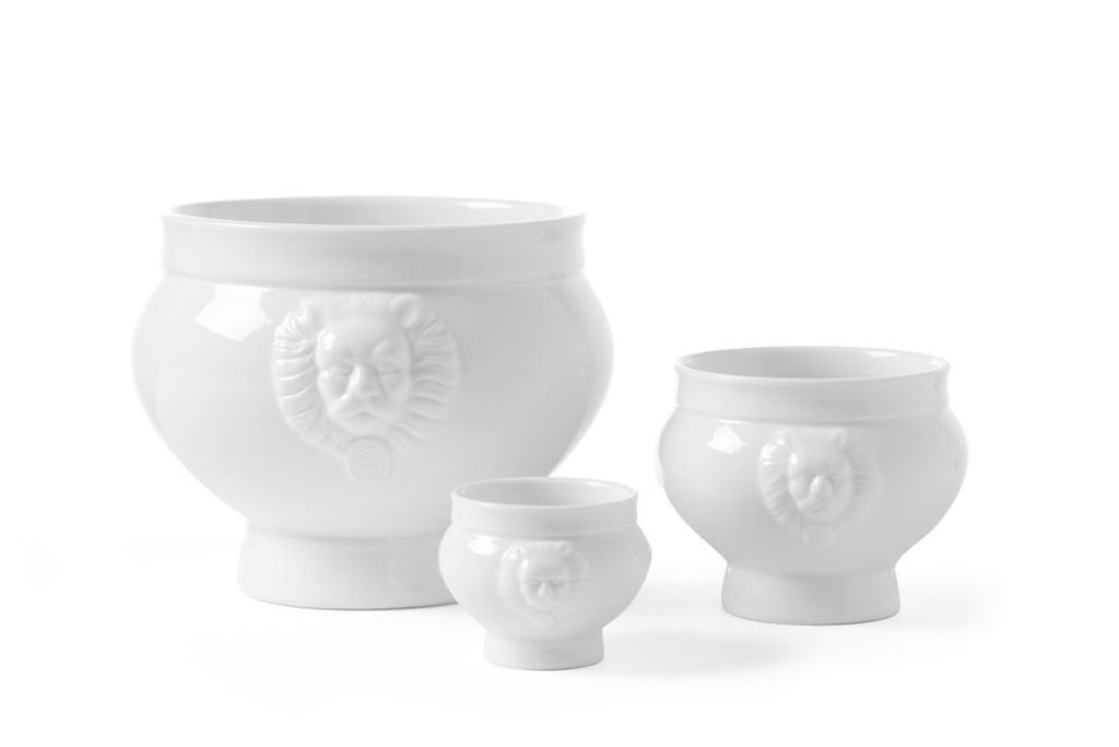 24x Suppenschüssel / Suppentasse Löwenkopf, Porzellan, weiß, 0,5L, Ø 13,8 cm