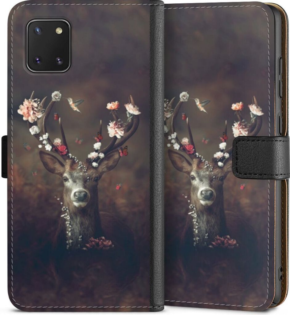 DeinDesign Klapphülle für Samsung Galaxy Note 10 lite Handytasche Lederhülle Tasche Blumen Rehe Rentier