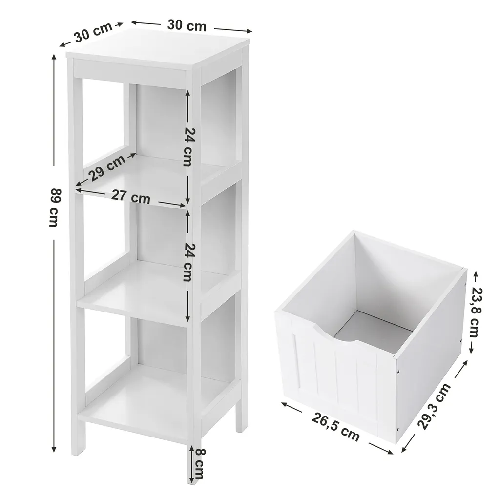 VASAGLE Commode de salle de bain blanche BBC42WT à 2 tiroirs - 4