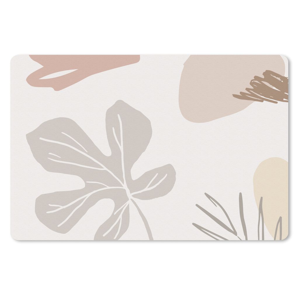 MuchoWow Schreibtischunterlage Sommer - Laub - Grau 60x40 cm - XXL Mauspad - Großes Mauspad