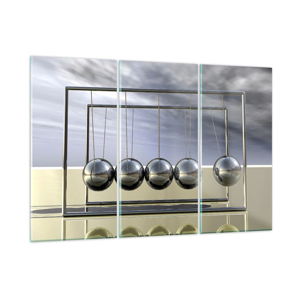 Bilder auf glas - Chrom Kugeln Wissenschaft - 165x110cm - Glasbilder - Wandbilder - Kunstdruck - zum Aufhängen bereit - Wanddekoration aus Glas - ...