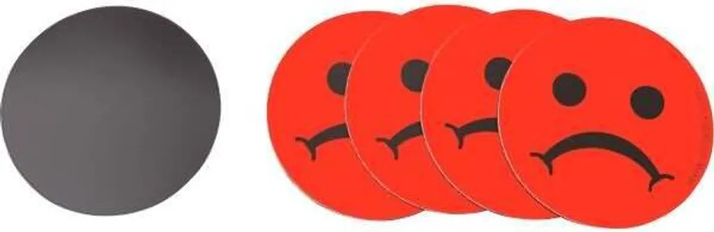 Aimants Smiley tristes rouges 50mm pour management visuel - Pack de 5