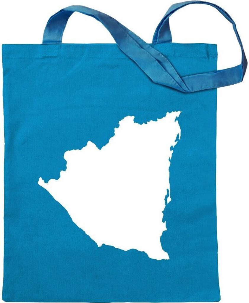 Kiwistar - Baumwolltasche - hellblau - Nicaragua Umriss Kontur - Tragetasche Stoffbeutel Umhängetasche Langer Henkel