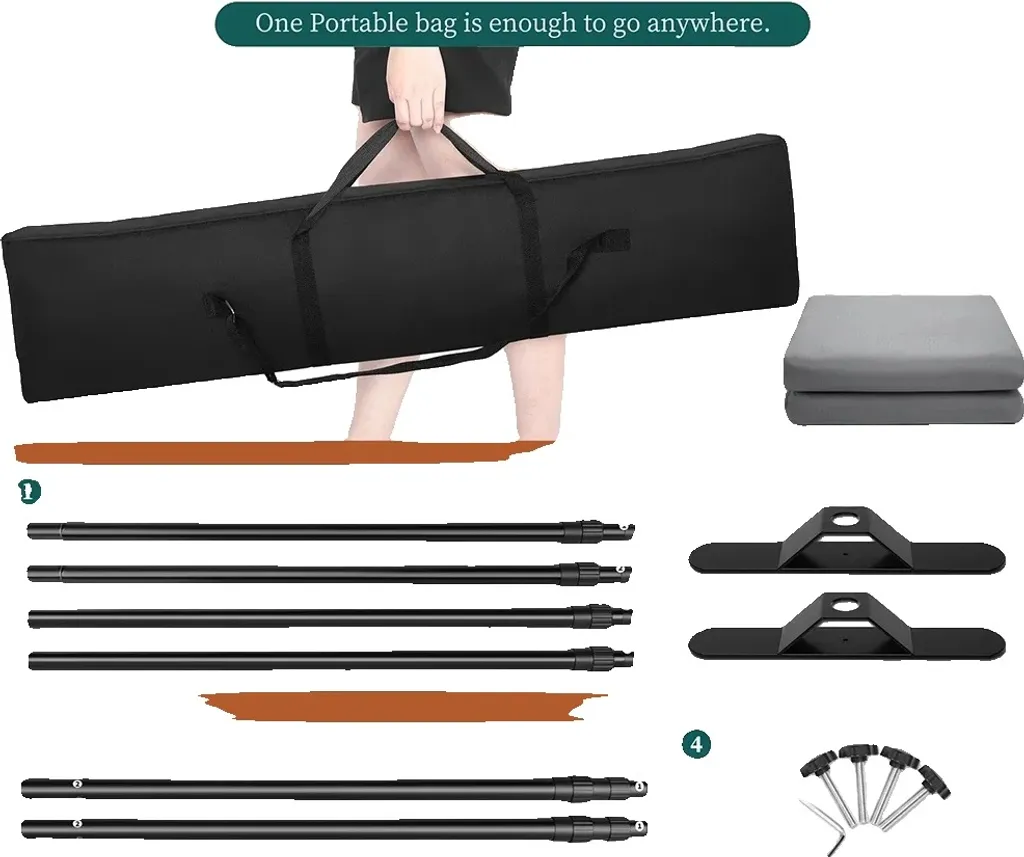 Support de fond réglable 2.7m x 3.4m portable avec arrière-plan gris