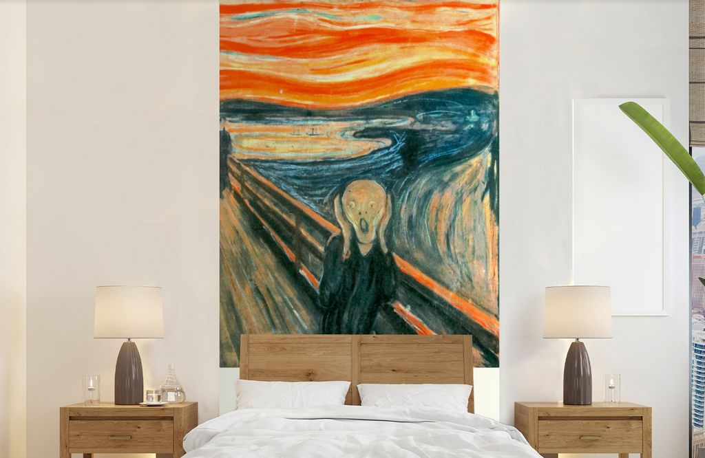MuchoWow Fototapete für Wohnzimmer oder Schlafzimmer Wandtapete Vinyl Motivtapete Der Schrei - Edvard Munch - Alte Meister - 120x240 cm - Hinter...
