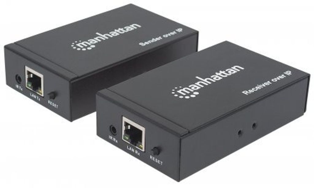 Manhattan 1080p HDMI over IP Extender Kit, Extends 1080p Signal up to 120m with a Network Switch and Single Ethernet Cable, IR Support, Black, Thre...