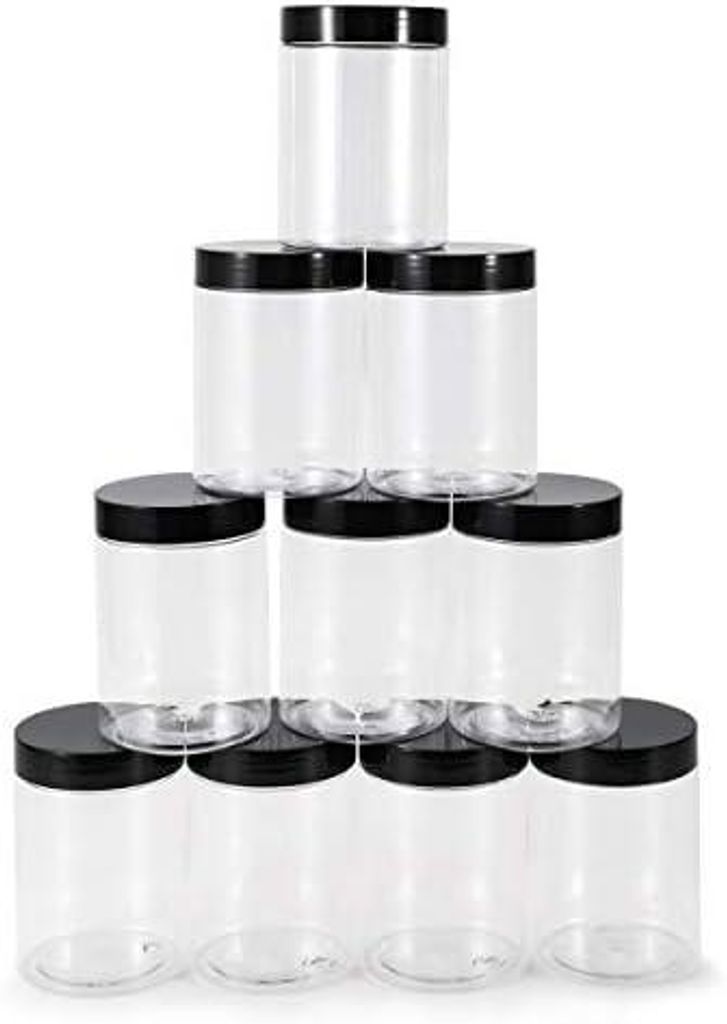 10 Stück 300ml Vorratsdosen Kunststoff mit Deckel Luftdicht, Einmachgläser mit Schraubdeckel, Lebensmittelechte PET Plastikdosen für Gewürze, G...