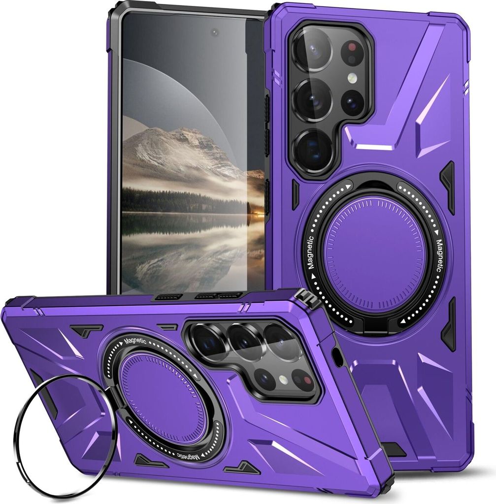 Für Samsung Galaxy S25 Ultra 5G MagSafe Schock Magnet Ring Schutzhülle Cover Handy Hülle Case Lila