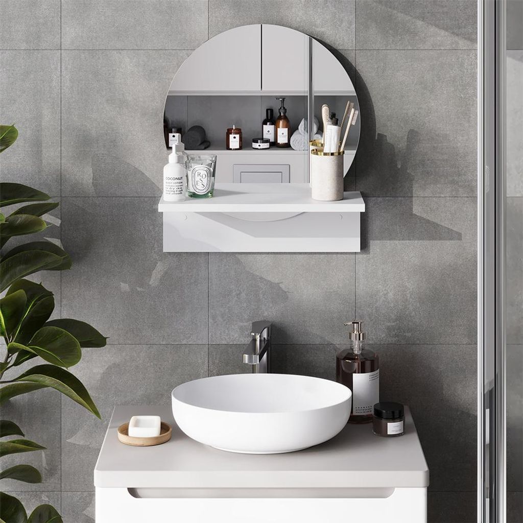 Vicco Badezimmerspiegel Elyra, 40 x 47.5 cm mit Ablage, Weiß