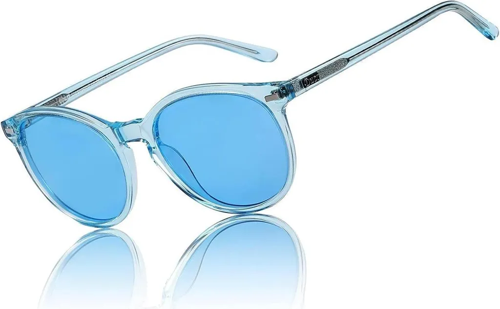 Occhiali Sole Retro Donna Blu Acetato Lenti Polarizzate UV400 Moda