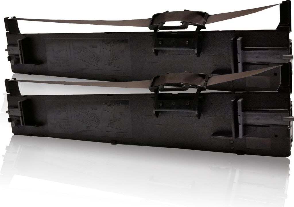 2x kompatible Nylonbänder für Epson LQ-690 LQ690 LQ 690 C13S015610 C13 S015610 C 13 S 015610 Schwarz Black K BK Ribbon Doppelpack