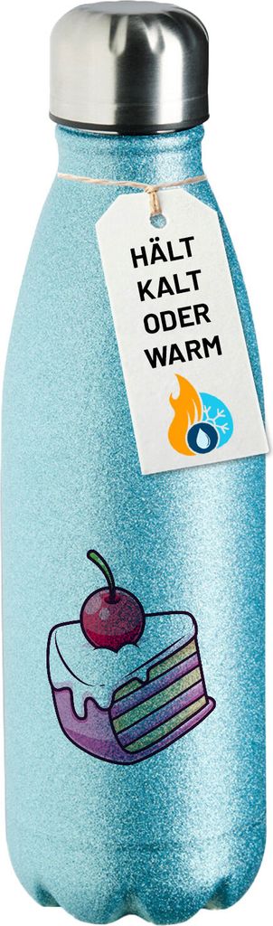 Huuraa Trinkflasche Kuchen Torte 500ml Blue Edelstahl Wasserflasche Trinkflasche Geschenkidee