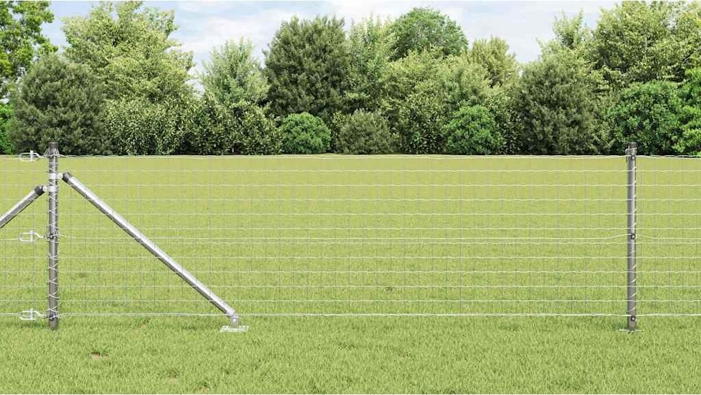 (Robust Möbel)Zaun mit Pfosten - elegantes Design - Gartenzaun/Windschutz fur Garten - Silber 0,8x25 m Stahl NEU370848 - Metallzäune