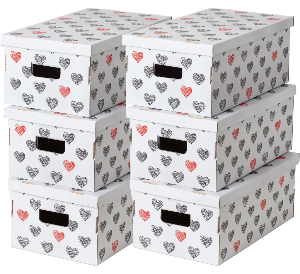 Coffrets cadeaux en carton motif cœur pour emballages personnalisés x6