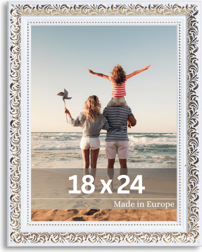 Bilderrahmen "Rubens" - Farbe: Weiß Gold - Größe: 18 x 24 cm