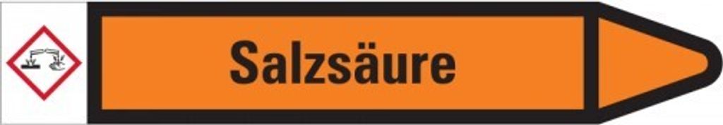 Dreifke Aufkleber I RKZ-Etikett Salzsäure, rechts, orange/schwarz, für Ø 40-...