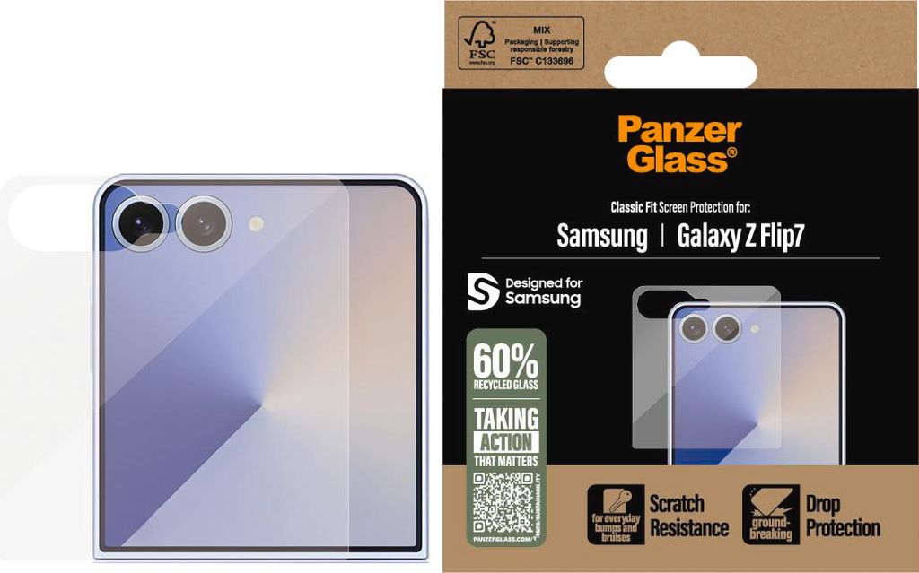PanzerGlass Displayschutz Samsung Galaxy Z Flip7 | Classic Fit, Samsung, Samsung - Galaxy Z Flip7, Trockene Anwendung, Kratzresistent, Schockres...