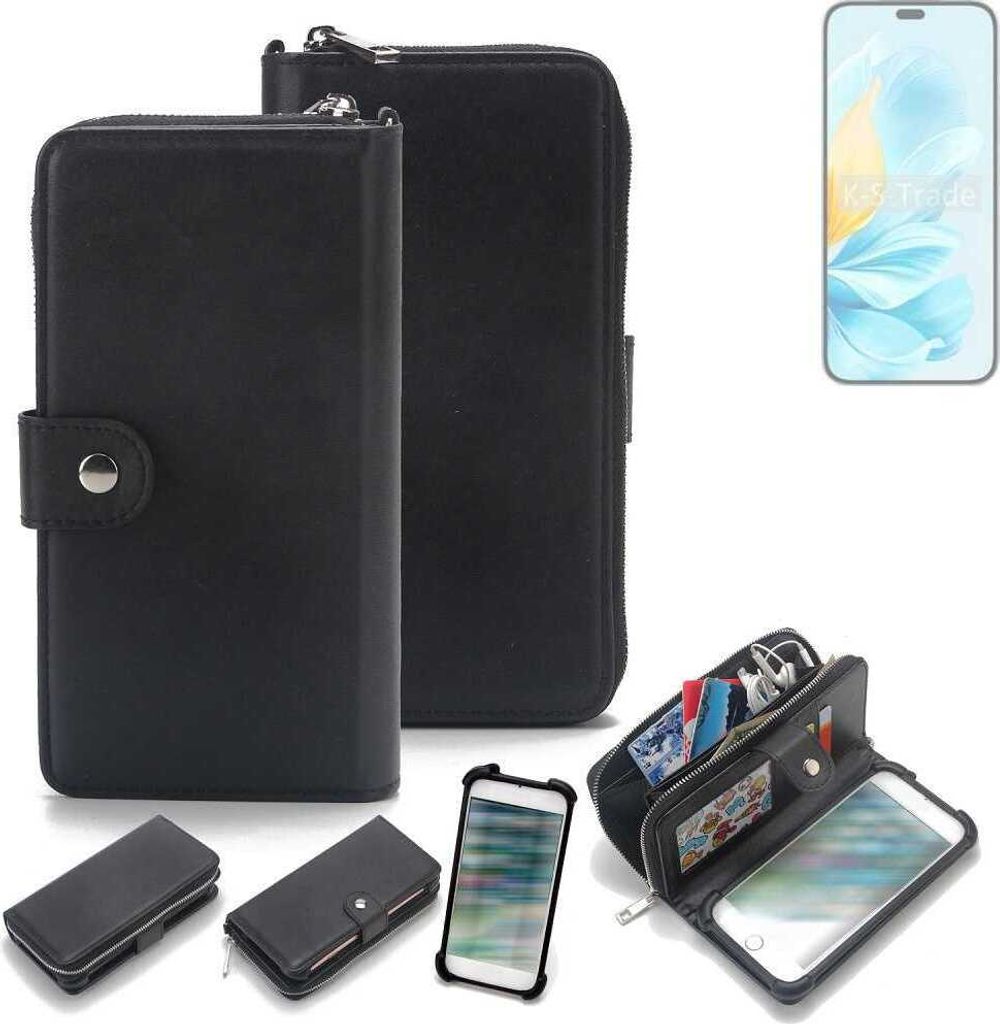 K-S-Trade 2in1 Handyhülle Schutzhülle kompatibel mit Honor 200 Lite & Portemonnee Cover Handy Hülle Case Etui Geldbörse Wallet Bookstyle Hülle