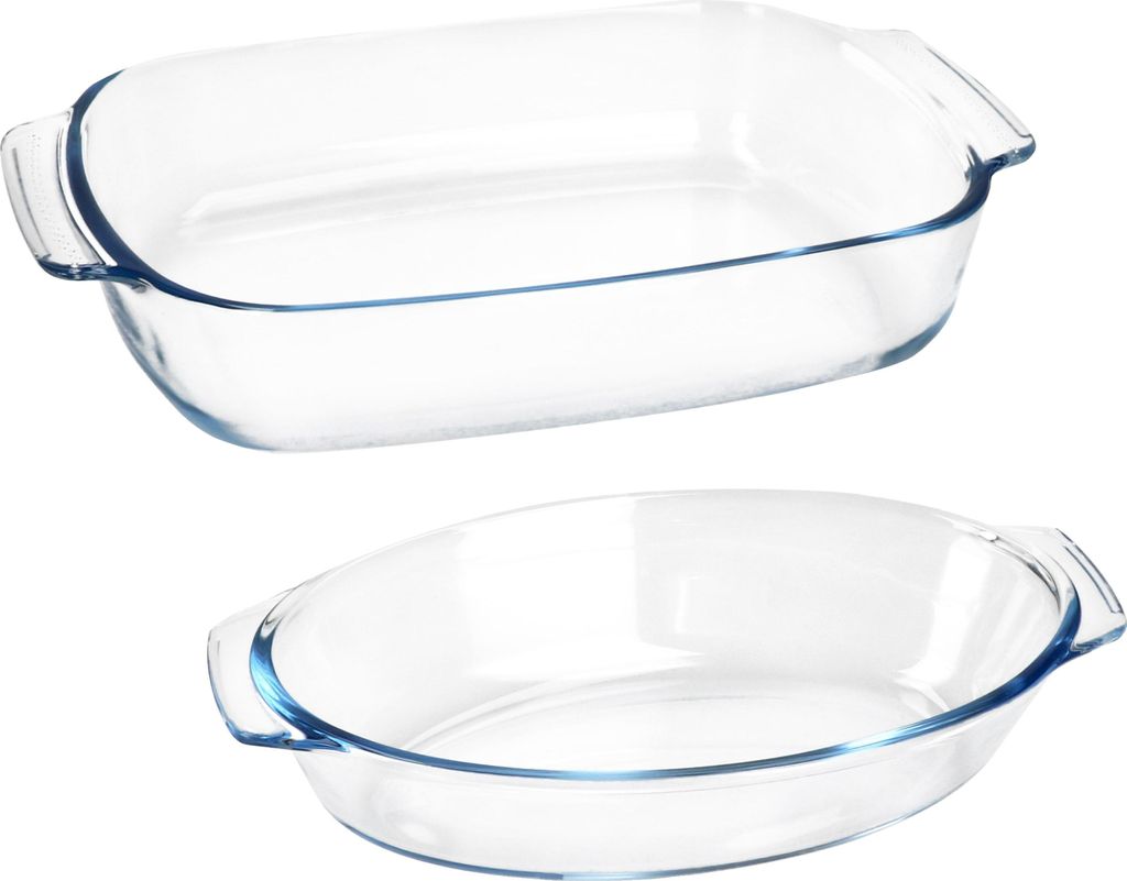 2tlg Set Brat- & Backform 700ml 2L Glas Auflaufform Ofenform Gratin Tiramisu