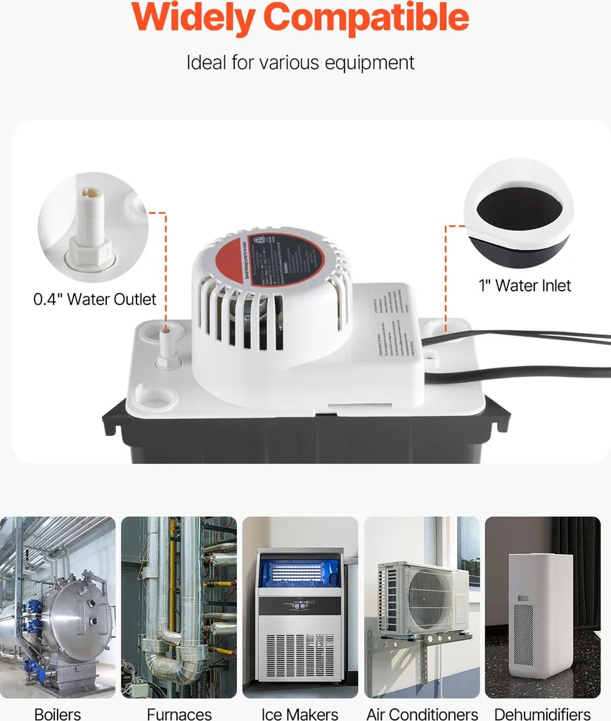 Pompe évacuation eau pour climatisation et machine à glaçons 1,89L