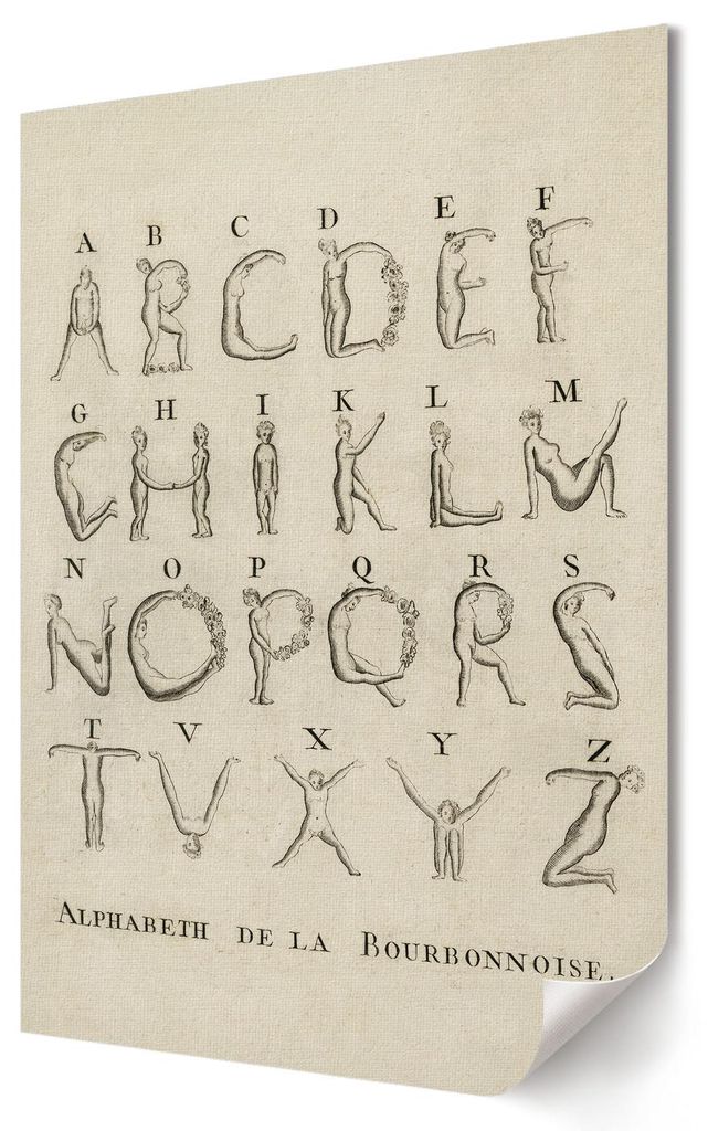 Das nackte Alphabet- Kunstdruck A4 - Religiös, Klassisch, Historisch- Wandbild für Wohnzimmer Schlafzimmer & Flur, Modernes Poster Wanddeko, Unge...