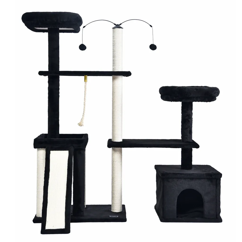 Grand Arbre à Chat avec Griffoir en Sisal Noir JAX pour Chat d'Appartement