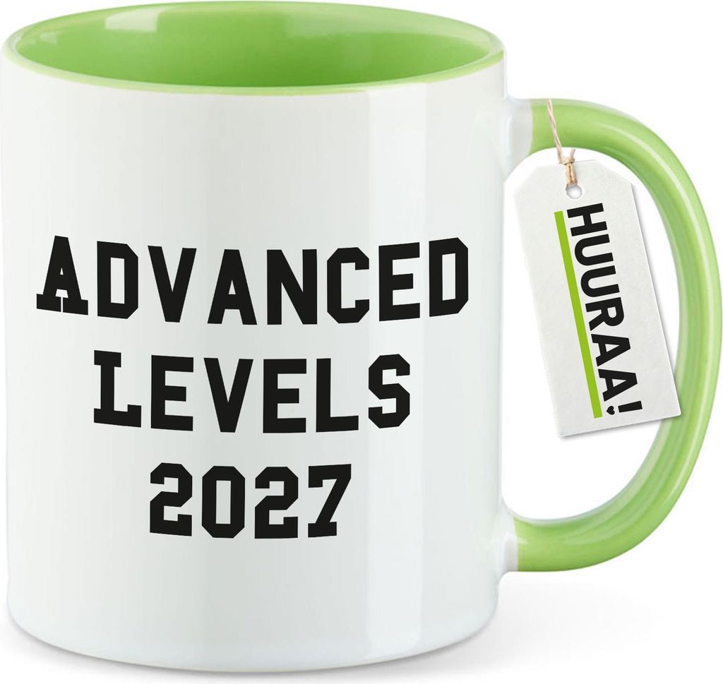 Huuraa Kaffeetasse Advanced Levels 2027 Abschluss Großbritannien 330ml Grün Keramik Kaffeebecher Geschenkidee