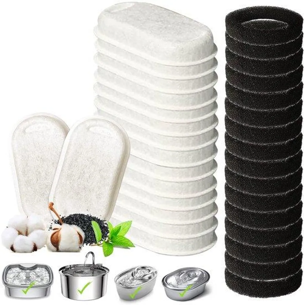 Filtres de fontaine pour chat 3,2L et 2L charbon actif x8