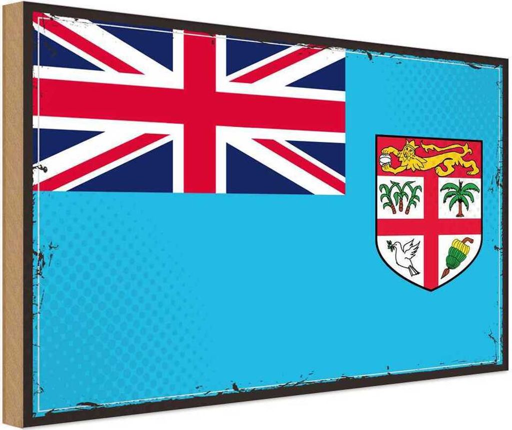 vianmo Holzschild 30x40 cm Fidschis Retro Fiji Flagge Fahne Wappen