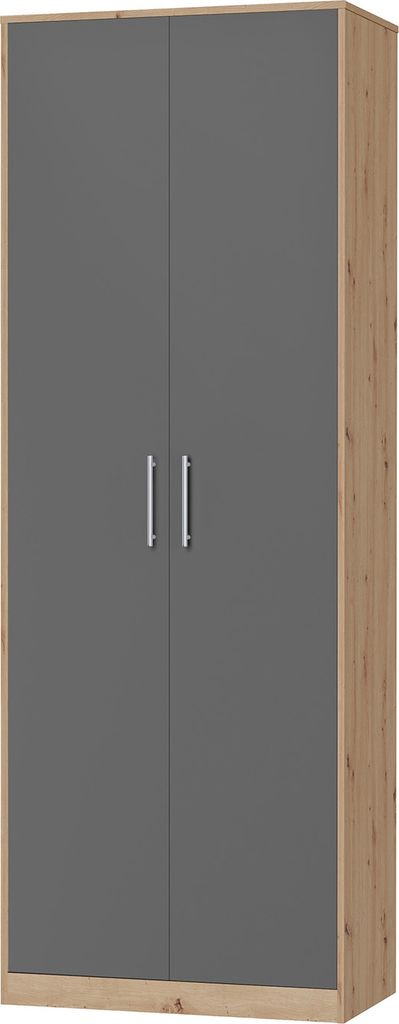 SMARTBett Schrank Kleiderschrank Aktenschrank 80 cm Wildeiche/Anthrazit