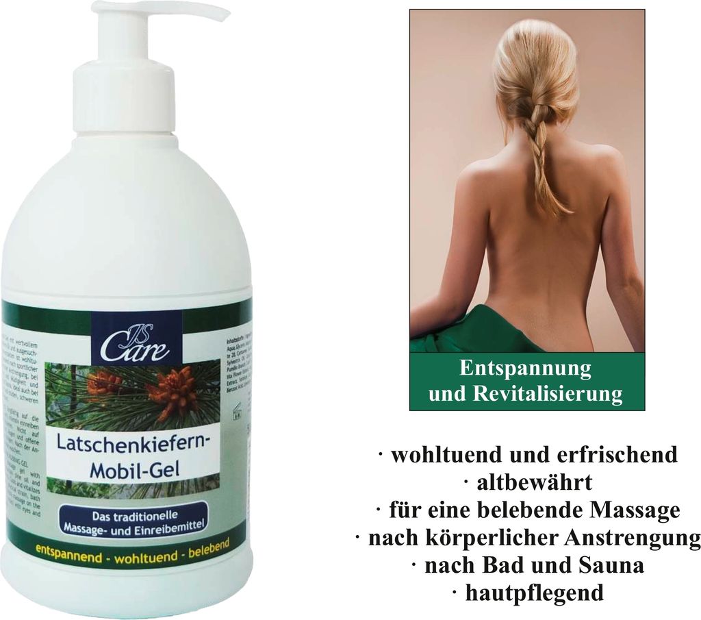 JS Care Latschenkiefern Mobil Gel Inhalt 500 ml Pumpflasche Produktbild 