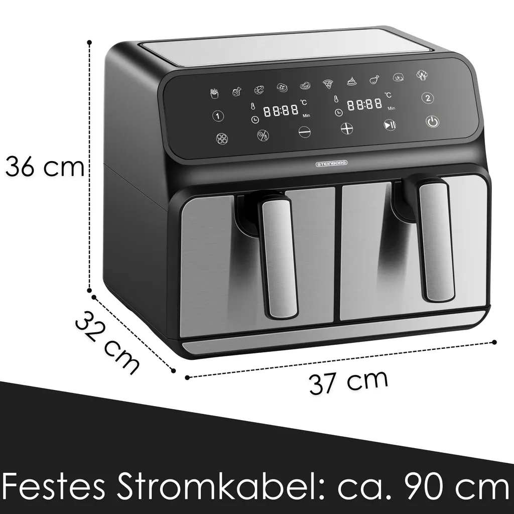 Airfryer double compartiment Steinborg SB-3131 pour cuisine saine 9L - 9