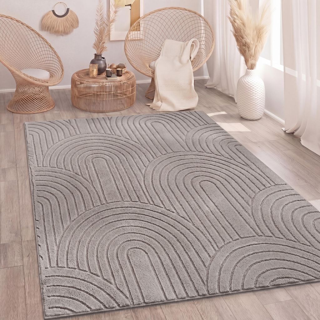 Teppich Wohnzimmer Schlafzimmer Hochflor Weich Waschbar Uni Produktbild 