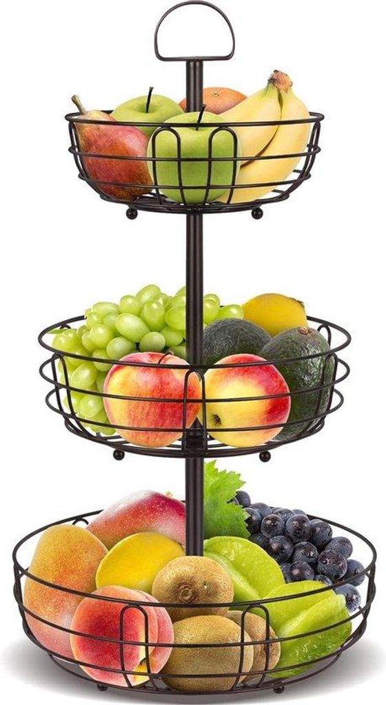 3 Etagen Obstschale aus Metall Bronze