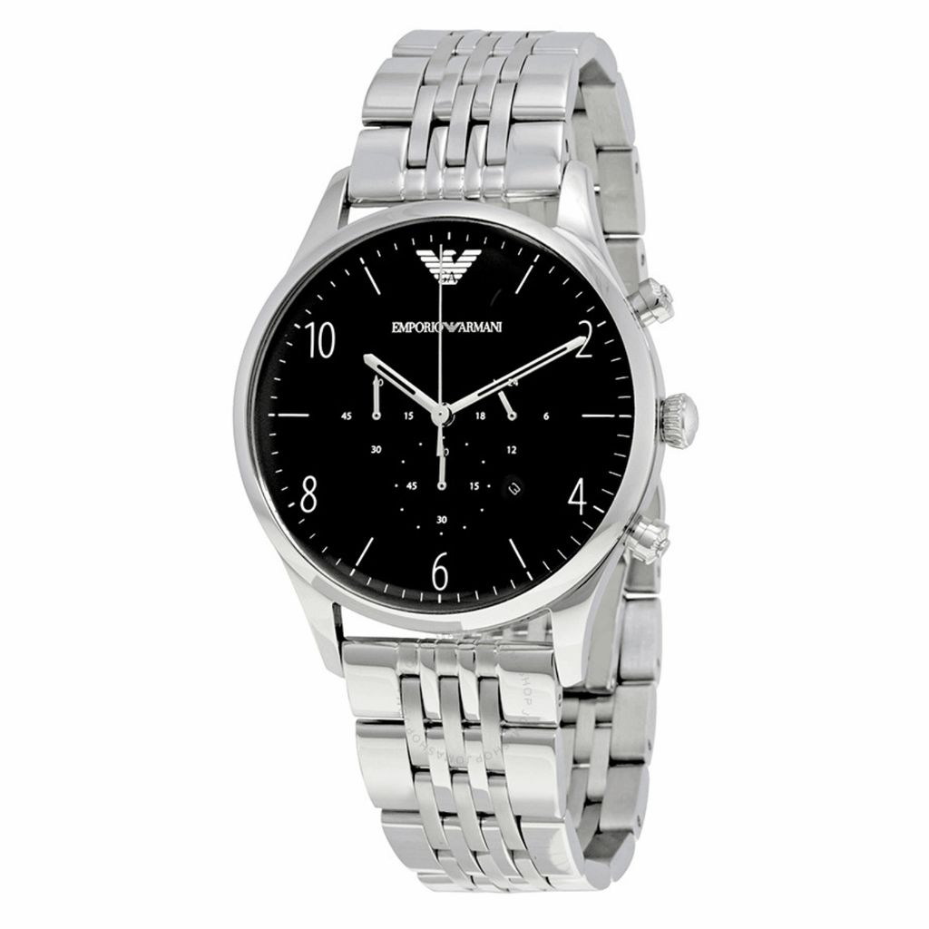 Armani Klassische Herrenuhr ar1863 Quarz 43mm Edelstahl Schwarz Silber Mineralglas 5ATM