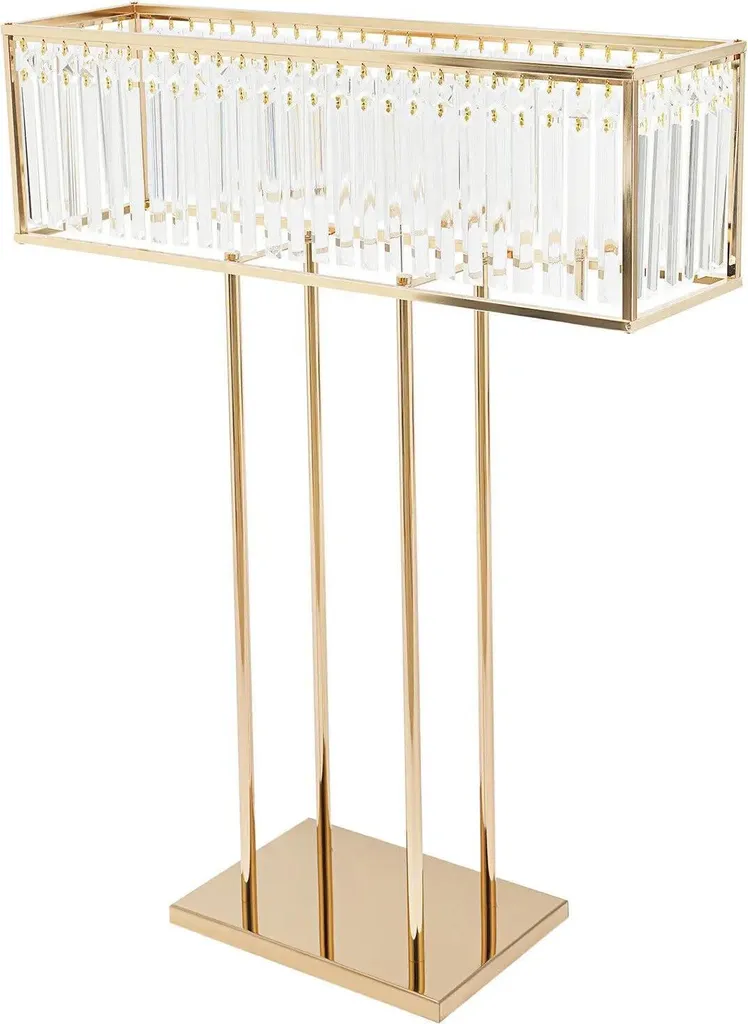Vase centre de table mariage or et cristal 90 cm - Support floral luxe