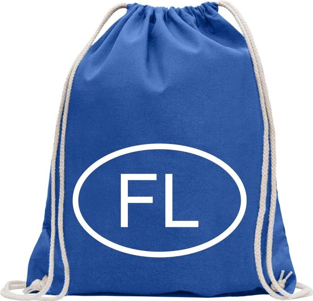 Kiwistar - Turnbeutel - royal - Liechtenstein FL - Fun Rucksack Sport Beutel Gymsack Baumwolle mit Ziehgurt