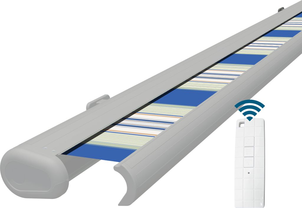 Eclipse Premium elektrische Vollkassettenmarkise Weiß 2,5x2 m Tuch: Meeresfarben