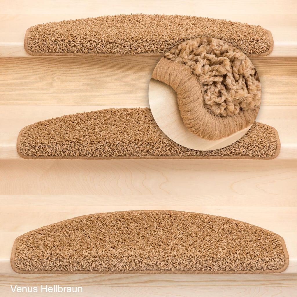 Stufenmatten Shaggy Venus Halbrund Hellbraun 15 Stück