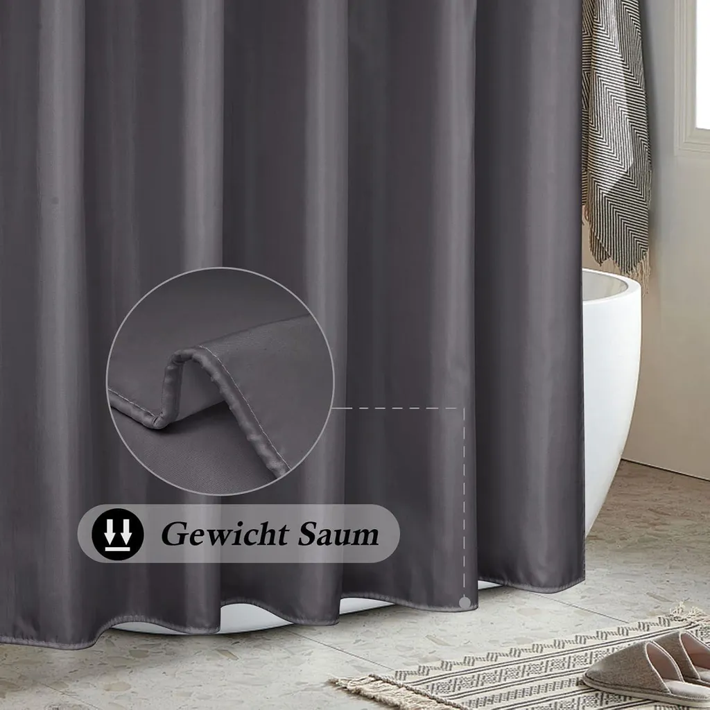 Rideau de douche 120x200 cm Gris idéal pour optimiser l'espace d'eau