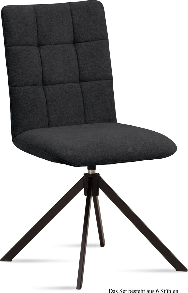 Esszimmerstuhl drehbar (6er-Set) Debora 47x91x60 Schwarz/Anthrazit