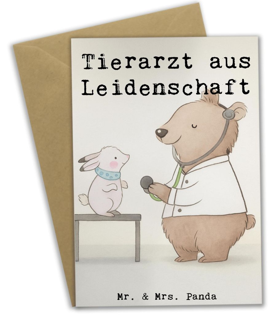 Mr. & Mrs. Panda Grußkarte Tierarzt Leidenschaft Design - Weiß - Geschenk, weihnachtskarten, Klappkarte, einladungskarten, glückwunschkarten, Gr...