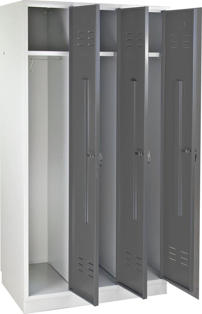 Garderobenschrank Ermine mit 3 Türen | HxBxT 178x89x50cm | Lichtgrau/Grau