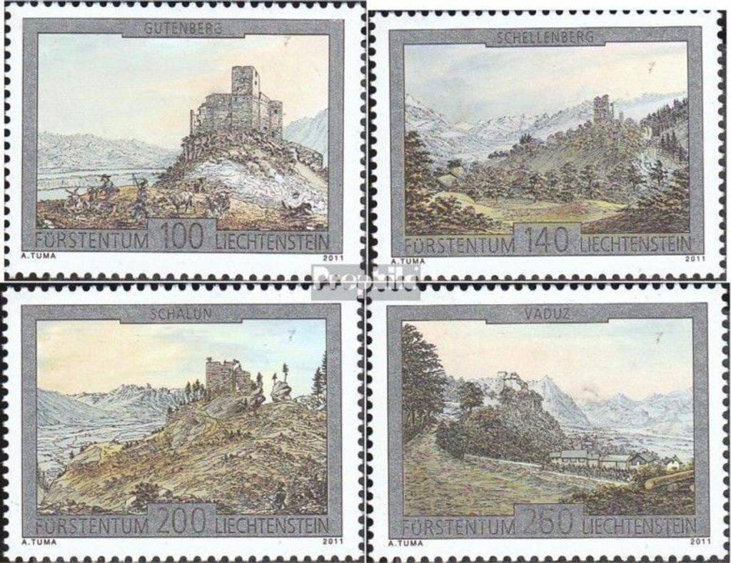 Briefmarken Liechtenstein 2011 Mi 1610-1613 (kompl.Ausg.) postfrisch Burgen