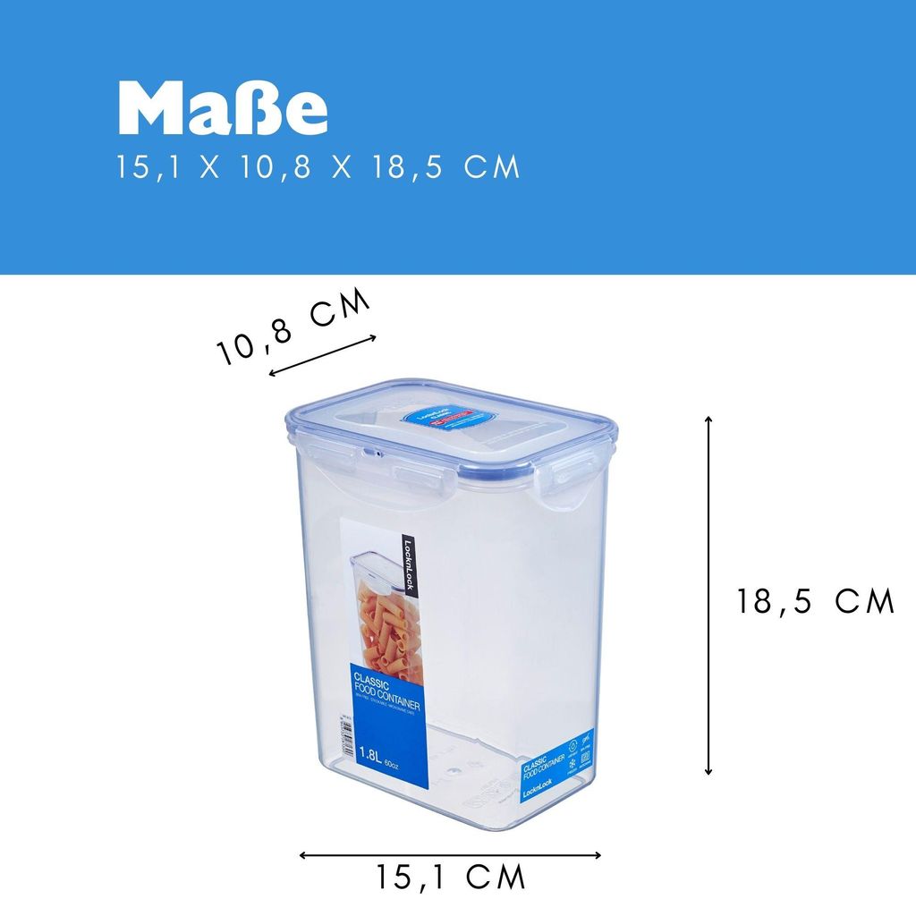 Lock & Lock HPL813, Box, Rechteckig, 1,8 l, Blau, Produktbild 